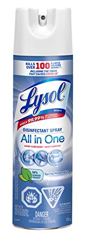 Lysol Disinfectant Spray, All in One, Spring Waterfall, Disinfect and Eliminate Odours on Hard Surfaces and Fabrics, Kills 99.99% of Viruses & Bacteria, 539g