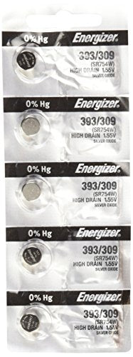 Energizer SR754W 393 Silver Oxide Watch Battery 5 Pack