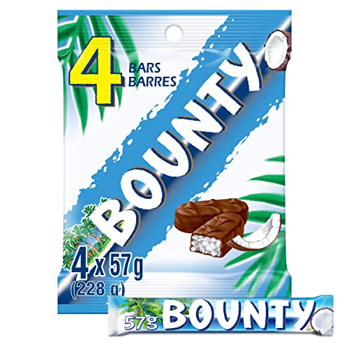 Bounty Milk Chocolate Bars, Coconut, 57 Grams, Pack of 5