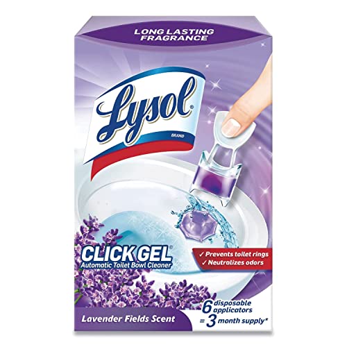 Lysol Click Gel Automatic Toilet Bowl Cleaner, For Cleaning and Refreshing, Lavender Fields, 6 Applicators