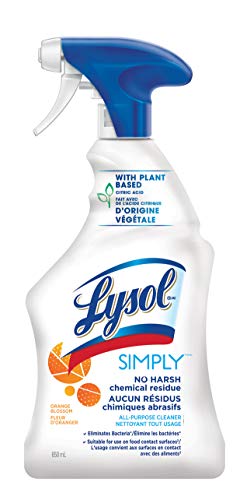 Lysol Simply All Purpose Cleaner, No Harsh Chemical Residue, Orange Blossom, Eliminates Bacteria, Suitable for food contact surfaces, 650mL