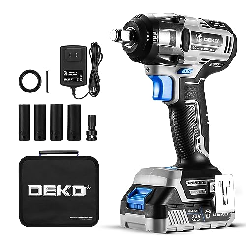DEKOPRO 20V Cordless Impact Wrench with Brushless Motor, 3 Speed Modes, Self-Stop Function, LED Lights, Ergonomic Handle, Lithium Battery and Charger