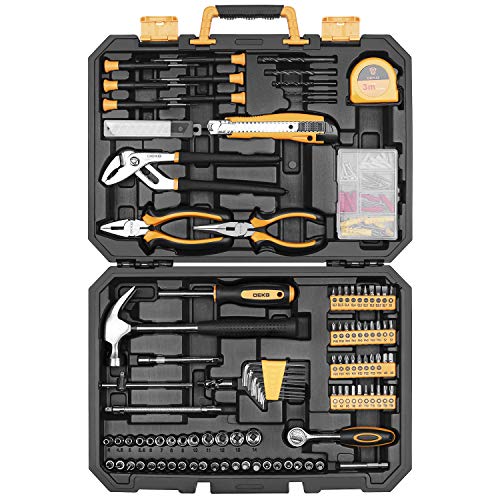 DEKOPRO 196 Piece Tool Set General Household Hand Tool Kit with Rip Claw Hammer,Lineman's Plier, Measure Tape Rule & Plastic Toolbox Storage Case É
