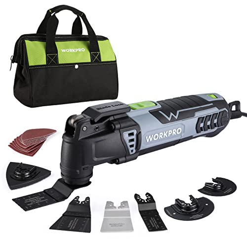 WORKPRO Oscillating Multi-Tool Kit, 3.0 Amp Corded Quick-Lock Replaceable Oscillating Saw with 7 Variable Speed, 3¡ Oscillation Angle Oscillating Tool, 17pcs Saw Accessories and Carrying Bag