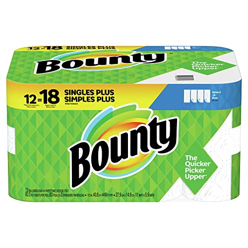 Bounty Select-A-Size Paper Towels, White, 12 Single Plus Rolls = 18 Regular Rolls