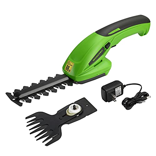 WORKPRO 7.2V 2-in-1 Cordless Grass Shear/Hedge Trimmer, Handheld Shrubbery Trimmer with Charger