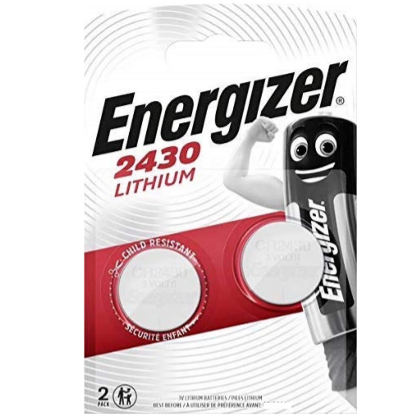 3 pack Energizer CR2430 Lithium Coin Button Cell battery
