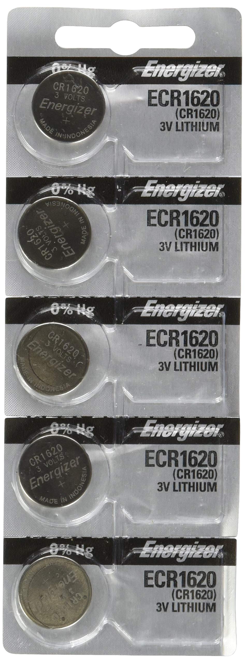 Energizer CR1620 Lithium Battery, 5-Pk